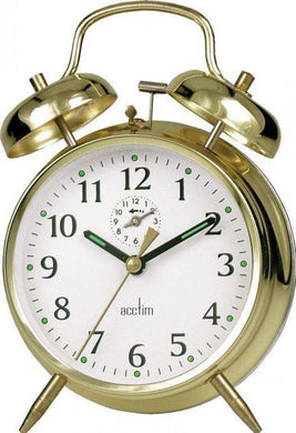Acctim Large Saxon Double Bell Alarm Clock - Brass