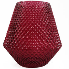 Load image into Gallery viewer, Diamond Embossed Ruby Red Glass Vase
