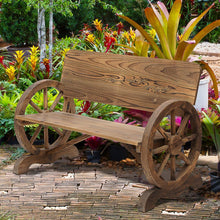 Load image into Gallery viewer, Fir Wood 2-Seater Outdoor Garden Wagon Wheel Bench
