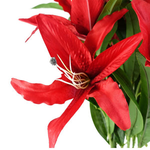 Pack of 6 x 100 cm Large Red Lily Stem